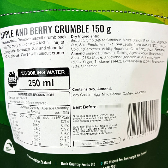 Back Country Cuisine - Apple & Berry Crumble - Back Country - MRE